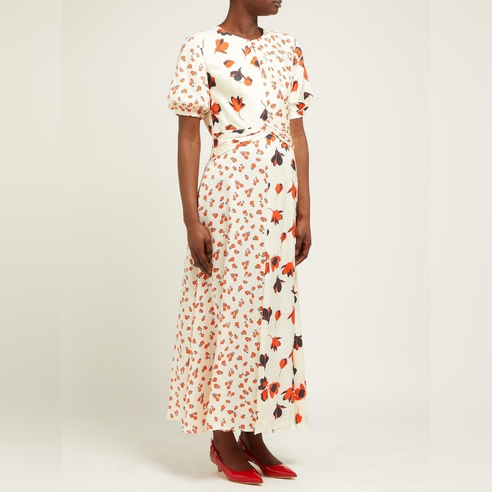 Self Portrait Floral Maxi Dress with Puff Sleeves Uk4 NwT